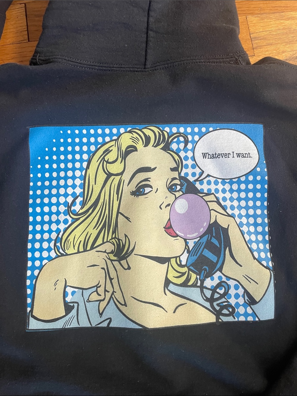 Boys Lie Black Hoodie with Blue Pop-Art Graphic